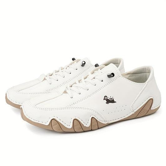 Superfine Fiber Leather Lace-up Sneakers, Comfortable Shoes
